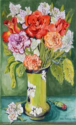 Carnations and Alstroemeria in an Art Nouveau Vase 2011
